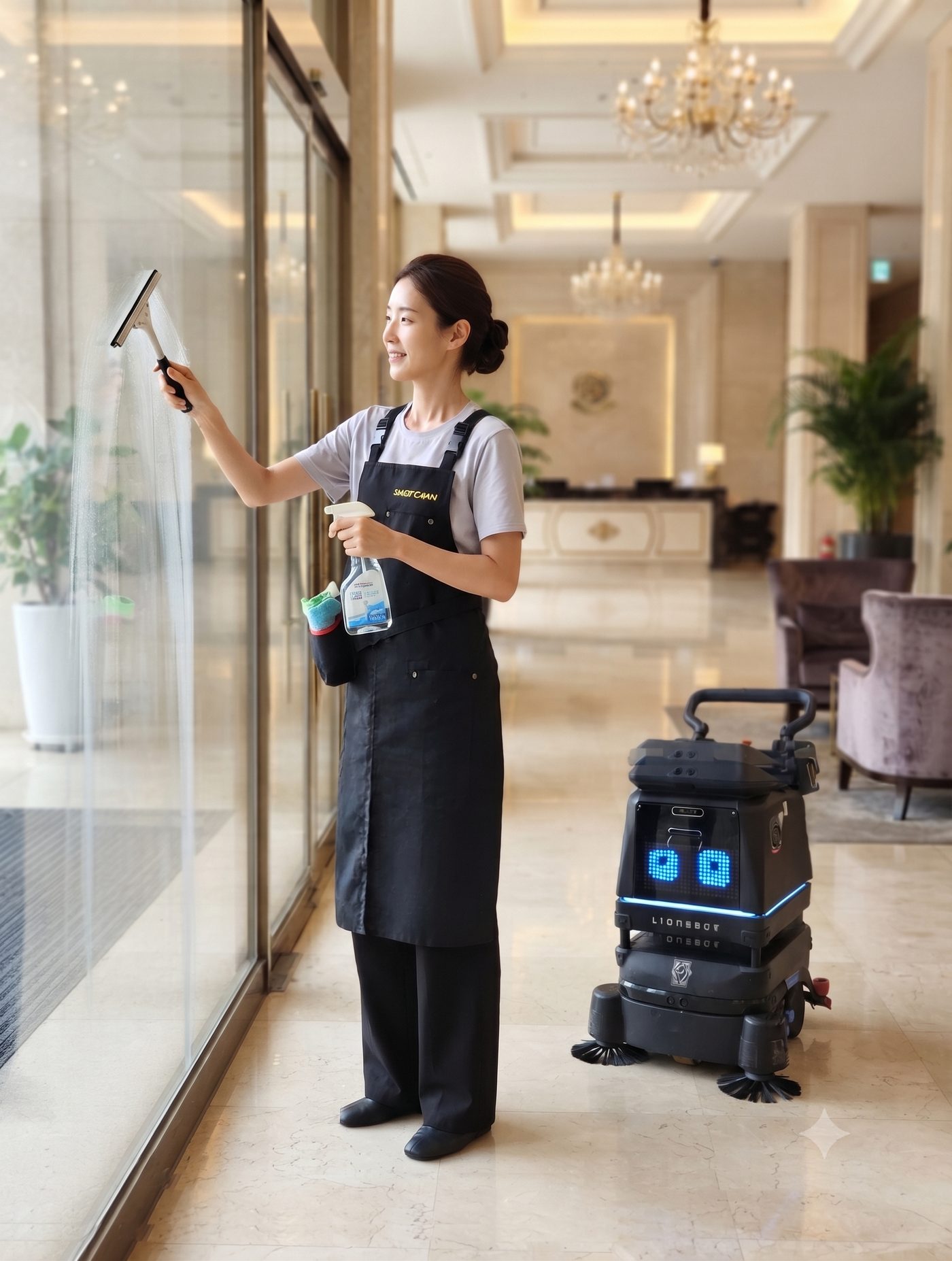 Next Clean Robotics 작업자와 청소 로봇